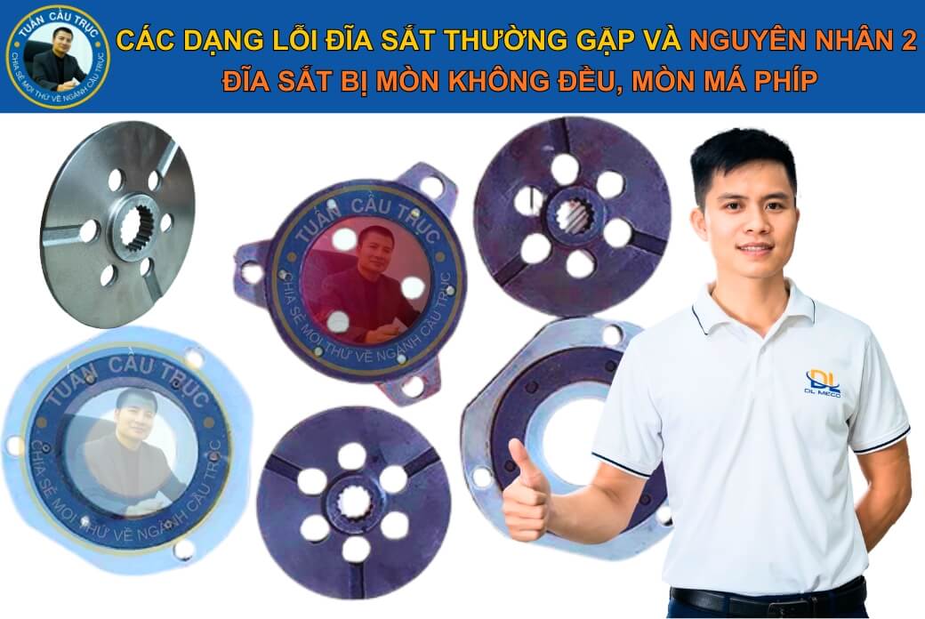 Các dạng lỗi đĩa sắt thường gặp và nguyên nhân 2: Đĩa sắt bị mòn không đều, mòn má phíp: Đĩa sắt bị nứt vỡ, bị cong vênh Các dạng lỗi đĩa sắt thường gặp và nguyên nhân 2: Đĩa sắt bị mòn không đều, mòn má phíp: Đĩa sắt bị nứt vỡ, bị cong vênh