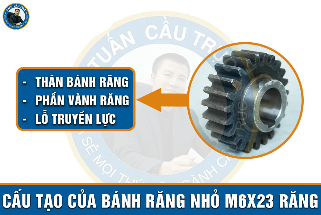 Cấu tạo của bánh răng nhỏ M6x23 răng Cấu tạo của bánh răng nhỏ M6x23 răng