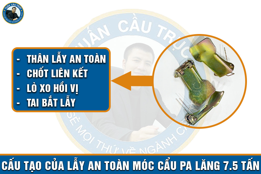 Cấu tạo của lẫy an toàn móc cẩu pa lăng 7.5 tấn Cấu tạo của lẫy an toàn móc cẩu pa lăng 7.5 tấn