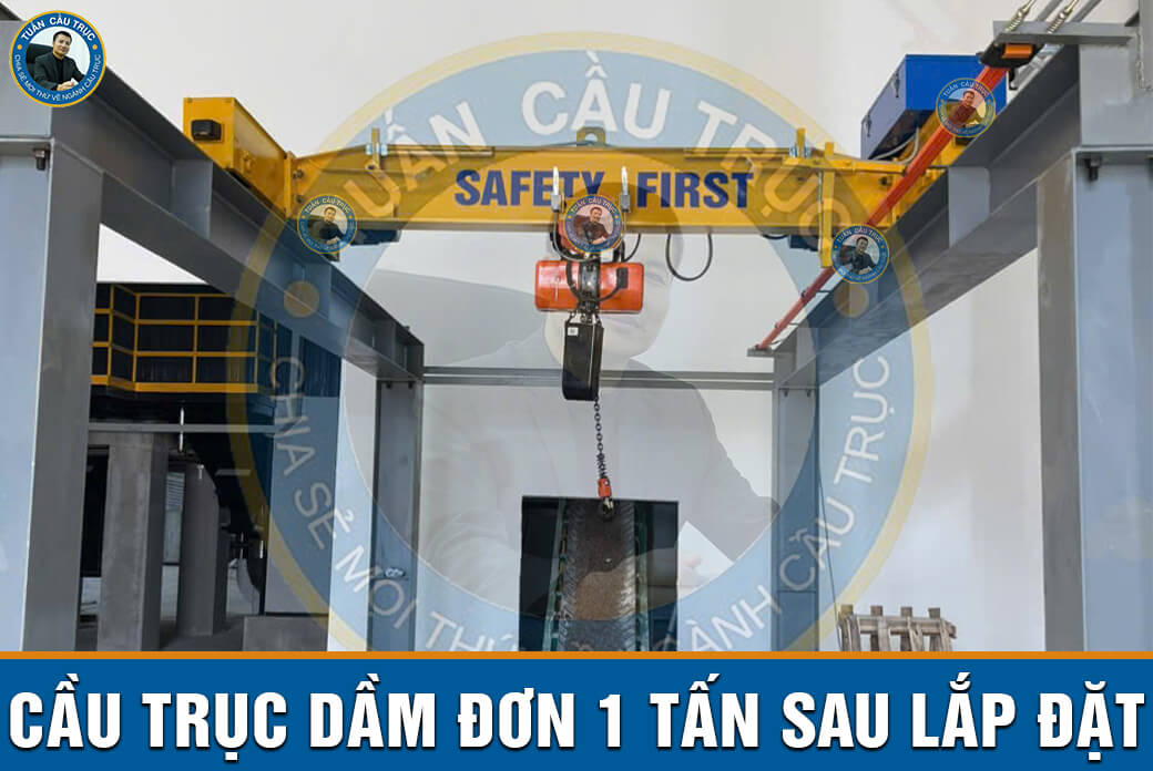 Ảnh hoàn thiện dự án 3: Cầu trục dầm đơn 1 tấn với hệ thống nâng hạ hiện đại Ảnh hoàn thiện dự án 3: Cầu trục dầm đơn 1 tấn với hệ thống nâng hạ hiện đại