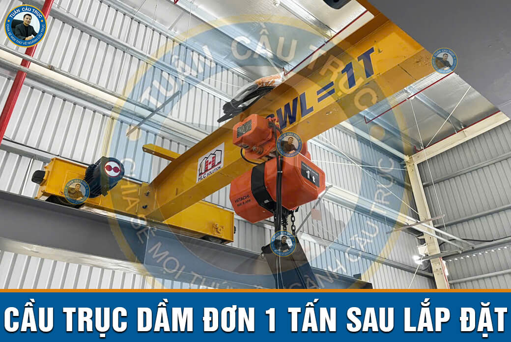 Cầu trục dầm đơn 1 tấn sau lắp đặt Cầu trục dầm đơn 1 tấn sau lắp đặt