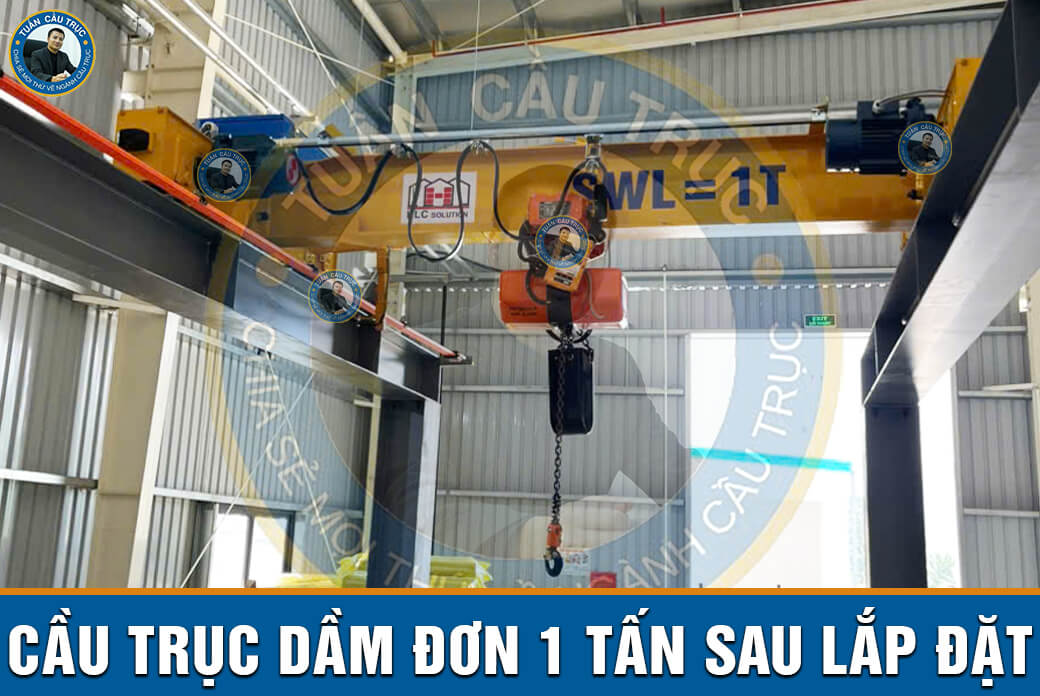 Cầu trục dầm đơn 1 tấn sau lắp đặt Cầu trục dầm đơn 1 tấn sau lắp đặt