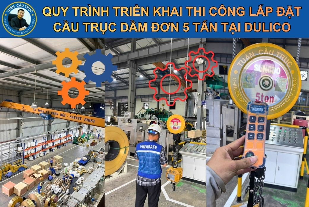 Quy trình triển khai thi công lắp đặt cầu trục dầm đơn 5 tấn tại Dulico Quy trình triển khai thi công lắp đặt cầu trục dầm đơn 5 tấn tại Dulico