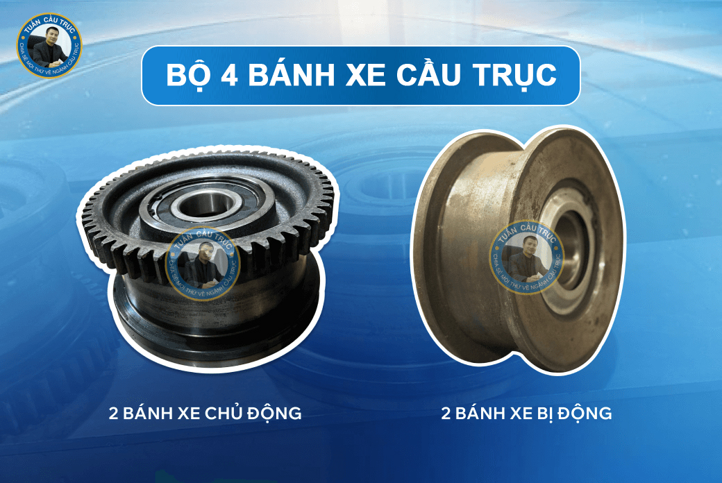 Bộ 4 bánh xe cầu trục 