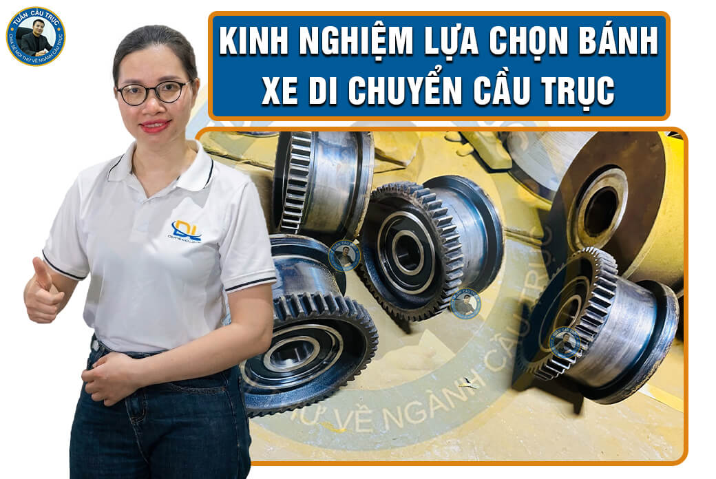 Kinh nghiệm lựa chọn bánh xe di chuyển cầu trục a woman standing in front of a poster