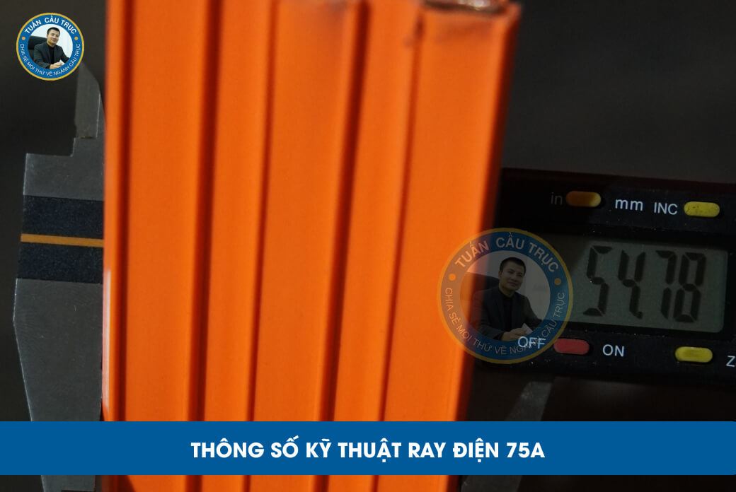 Thông số kỹ thuật ray điện 75A Thông số kỹ thuật ray điện 75A