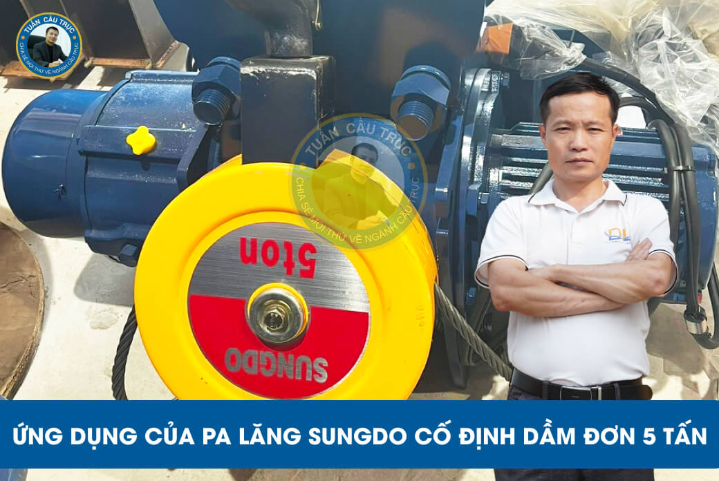Ứng dụng của pa lăng Sungdo cố định dầm đơn 5 tấn Ứng dụng của pa lăng Sungdo cố định dầm đơn 5 tấn