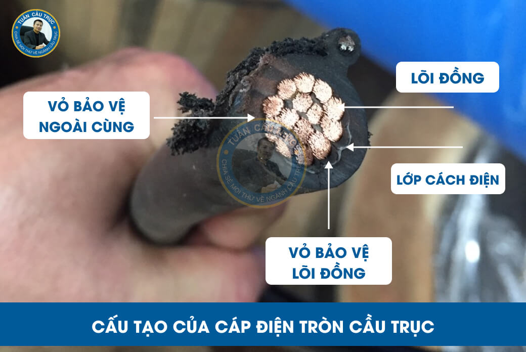 Cấu tạo của cáp điện tròn cầu trục Cấu tạo của cáp điện tròn cầu trục